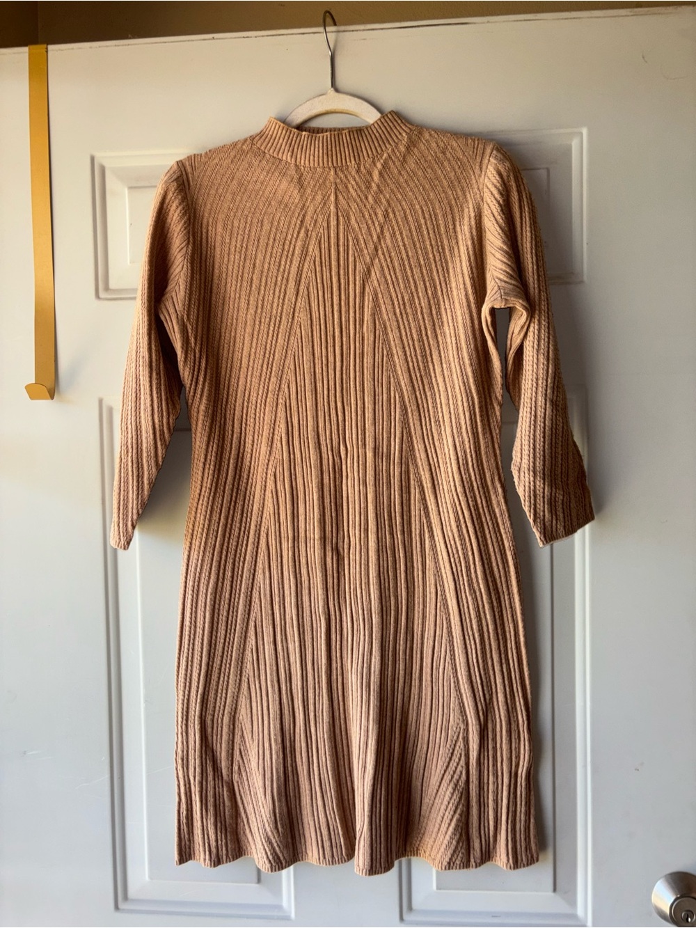 Amour Vert tan wool blend ribbed sweater dress size S